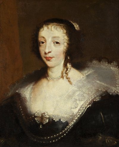 Henrietta Maria, Kaarle I:n kuningatar, n. 1630 (öljy kankaalle) tekijältä Anthony van Dyck