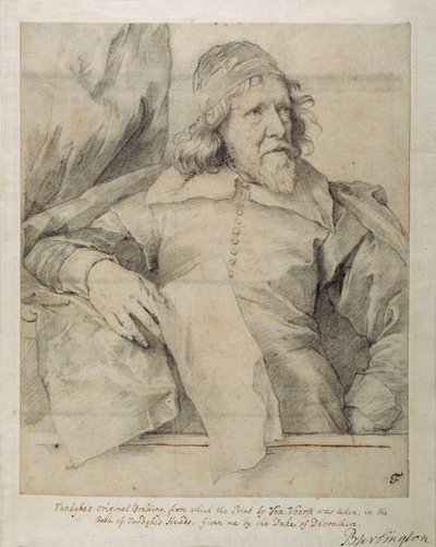 Inigo Jones (musta liitu paperille) tekijältä Anthony van Dyck