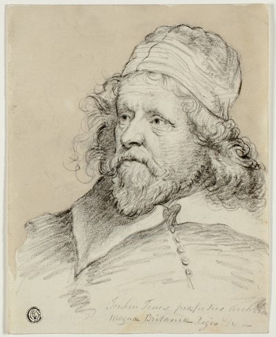 Inigo Jones (suora); Luonnos naisen päästä (käänteinen) tekijältä Anthony van Dyck