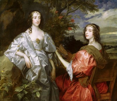 Katherine (1609-67) Chesterfieldin kreivitär ja Lucy (s.1608) Huntingdonin kreivitär, noin 1636-1640 tekijältä Anthony van Dyck