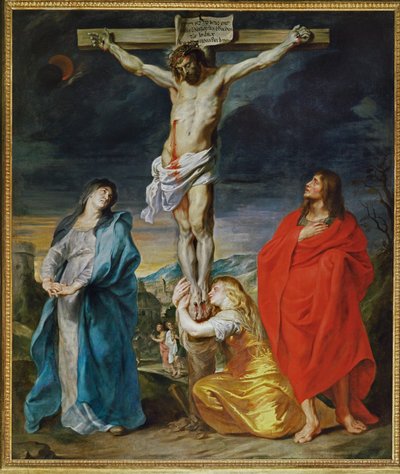 Kristus ristillä, Neitsyt Maria, Pyhä Johannes ja Pyhä Magdaleena ... tekijältä Anthony van Dyck