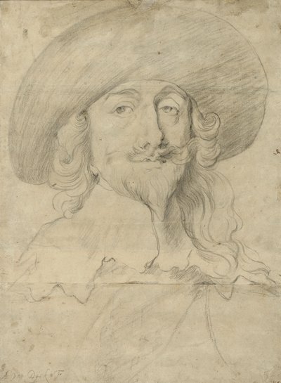 Kaarle I:n muotokuva (liitu paperille) tekijältä Anthony van Dyck
