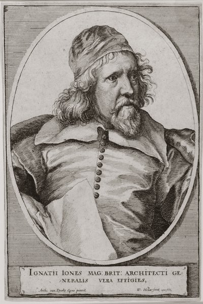 Muotokuva Inigo Jonesista (1573-1652) kaiverrettu Wenceslaus Hollar (1607-77) 1655 tekijältä Anthony van Dyck