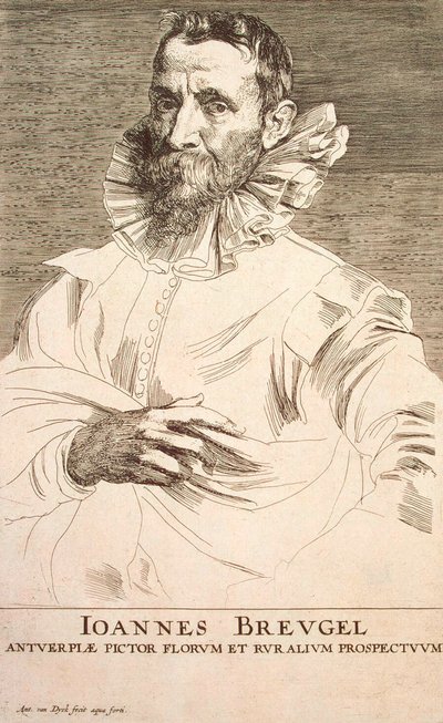 Taiteilija Jan Brueghel nuoremman muotokuva 1601-1678, 1600-luvun ensimmäinen kolmannes tekijältä Anthony van Dyck