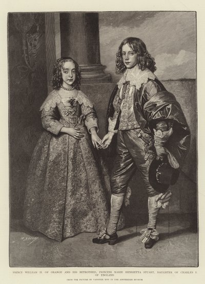Orangen prinssi William II ja hänen kihlattunsa, prinsessa Marie Henrietta Stuart, Englannin Kaarle I:n tytär tekijältä Anthony van Dyck
