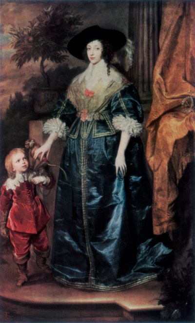 Kuningatar Henrietta Maria ja hänen kääpiönsä Sir Jeffrey Hudson, c1633, 1927 tekijältä Anthony van Dyck