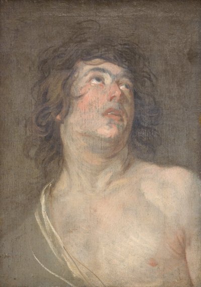 Ylöspäin katsovan nuoren miehen tutkimuspäällikkö. Pyhä Sebastian tekijältä Anthony van Dyck