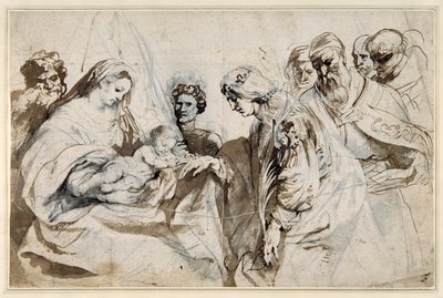 Pyhän Katariinan mystinen häät (kynä ja muste liidulla paperilla) tekijältä Anthony van Dyck