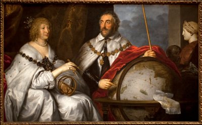 Thomas Howard Graf Arundel (1586-1646) ja hänen vaimonsa Alathea Talbot (1586-1654) tai muotokuva Madagaskarista. Ihminen suunnittelee Madagaskarin saaren maapallolle. Sir Antoine (Anton) Van Dyckin (1599-1641) maalaus, öljy kankaalle, noin 1639-1640. Engl tekijältä Anthony van Dyck