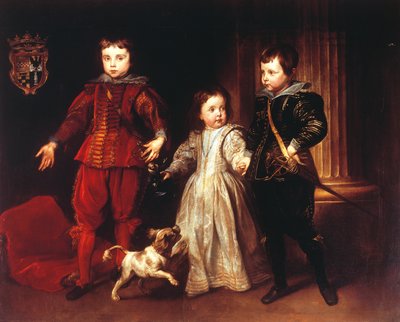 Kolme lasta koiran kanssa, Anthony van Dyck (1599-1641) tekijältä Anthony van Dyck