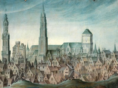 Yksityiskohta Juan Pardo II:n ja hänen vaimonsa Anna Ingenieulandtin ja Maria Anchemantin muotokuvasta tekijältä Anthuenis (1536 1613) Claeissins or Claeissens