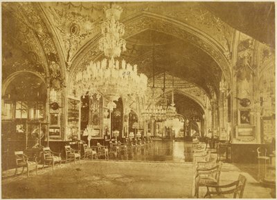 Talar-i Muzeh, jota kutsutaan myös Talar-i Salam (Audience Hall), Gulistan Palace, Teheran, 1880-90 tekijältä Antoin Sevruguin