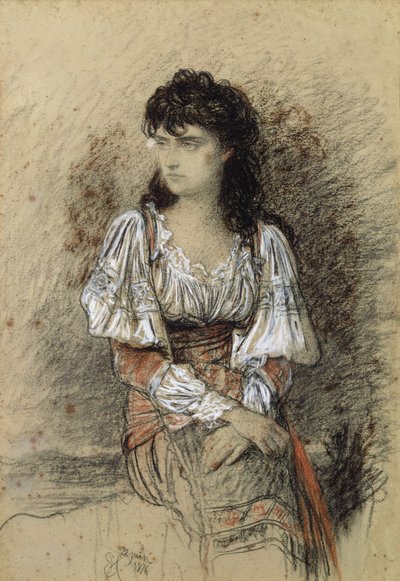 Pukeutunut talonpoika, 1876 (akvarelli ja kynä paperille) tekijältä Antoine Auguste Ernest Herbert or Hebert