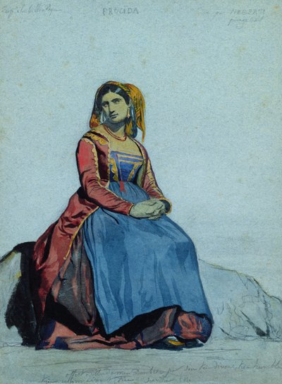 Procidan nainen, istuu tekijältä Antoine Auguste Ernest Herbert or Hebert