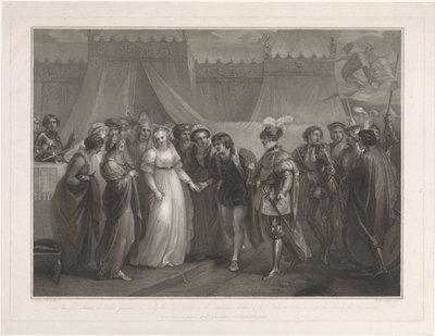 Catherine van Valois ja koning Hendrik V van Engeland Ranskan prinsessa Katariina lahjoitti Henrylle 5. Englannin (...) (otsikko esineessä) tekijältä Antoine Cardon