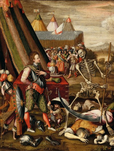 Prinssin vuoropuhelu kuoleman kanssa. Allegoria sodan kauhuista, 1540-luku. tekijältä Antoine Caron
