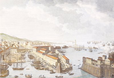 Ranskan tulo Livornoon, kesäkuu 1796, kaiverrus Jean Duplessis-Bertaux (1750-1818), piirustus Carle Vernet (1758-1836), Ranskan vallankumoukselliset sodat, Italia tekijältä Antoine Charles Horace Vernet