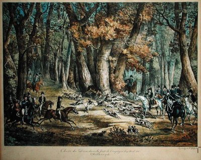Peurojen metsästys Compiegnen metsässä, 27. huhtikuuta 1818 tekijältä Antoine Charles Horace Vernet