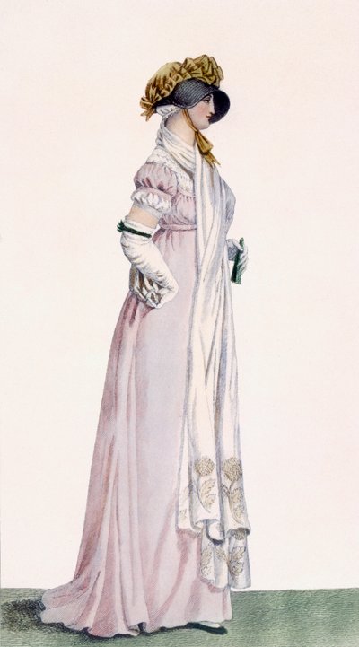 Naisten Promenade-mekko, kuvitus julkaisusta "Journal des Dames et des Modes", 1804 tekijältä Antoine Charles Horace Vernet