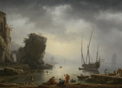 Välimeren rannikkomaisema, 1746 tekijältä Antoine Charles Horace Vernet