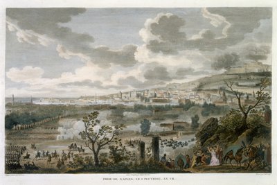 Napolin vangitseminen, 2 Pluviose, vuosi 7 (23. tammikuuta 1799), kaiverrus Jean Duplessi-Bertaux (1747-1819) (akvatinta) tekijältä Antoine Charles Horace Vernet