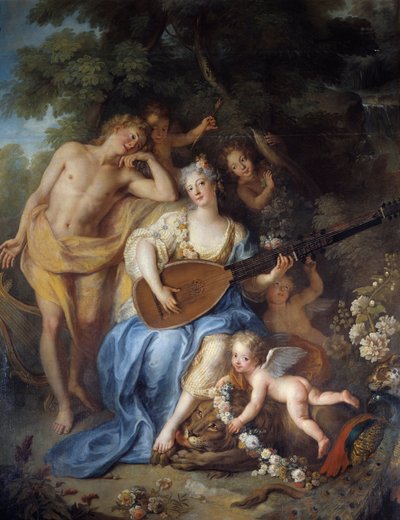 Yksityiskohta ”” Villarsin herttuattaren muotokuva”, os. Angelique de Varangeville (1683 -? ). Antoine Coypelin maalaus (1661-1722) tekijältä Antoine Coypel