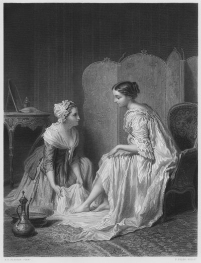 The Foot-Bath, kuvasta Royal Collectionissa (kaiverrus) tekijältä Antoine Emile Plassan