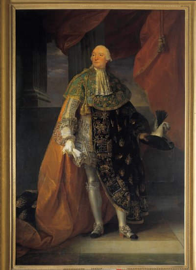 Täyspitkä muotokuva Louis Philippe II Josephista, Orléansin herttuasta (1747-1793), joka tunnetaan nimellä Philippe Egalite Pyhän Hengen ritarikunnan koko puvussa (Pyhän Hengen ritarikunta) Antoine Francois (Antoine-Francois) Calletin maalaus ( 1741-1823) tekijältä Antoine François Callet