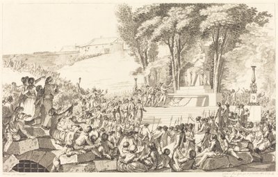 Uudelleensyntymisen lähde Bastillen raunioilla, 10. huhtikuuta 1793 tekijältä Antoine Jean Duclos after Charles Monnet