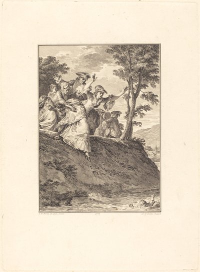 Hän ryntää hänen perässään tekijältä Antoine Jean Duclos after Jean Michel Moreau