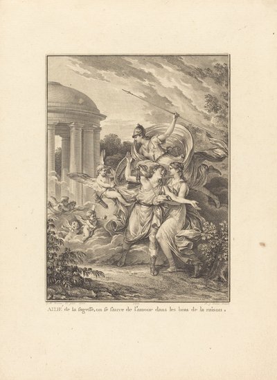 Etukappale: Viisauden avulla pelastamme itsemme rakkaudelta järjen käsivarsilla tekijältä Antoine Jean Duclos after Jean Michel Moreau