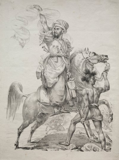 Mamelukkipäällikkö hevosen selässä opastamaan apua, 1817. tekijältä Antoine Jean Gros