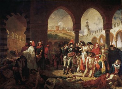 Bonaparte vierailee Jaffan ruton uhrien luona (öljy kankaalle tekijältä Antoine Jean Gros