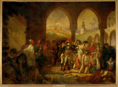 Bonaparte vierailee ruttouhrien luona Jaffassa ... tekijältä Antoine Jean Gros