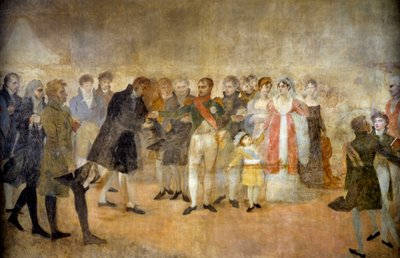 Keisari Napoleon I vierailee Salon du Louvressa ja jakaa taiteilijoille Legion d