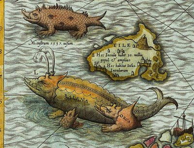 Yksityiskohta Olaus Magnuksen (1490-1557) merikartalta (Carta marina) tekijältä Antoine Lafrery