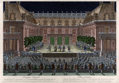 Edustus Versaillesin linnan marmoripihalla, Jean Baptiste Lullyn (Giovanni Battista Lulli) (1632-1687) d