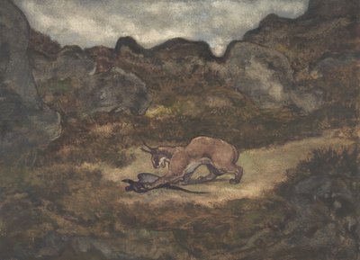 Caracal ja Fasaani, 1810-75. tekijältä Antoine Louis Barye