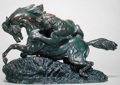 Tiikerin yllättämä hevonen (pronssi) tekijältä Antoine Louis Barye