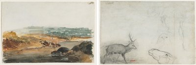 Maisema (recto); Eläintutkimukset (käänteinen) tekijältä Antoine Louis Barye