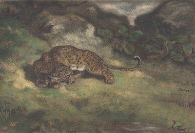 Leopardi ja käärme, 1810-75 (ruutupaperi) tekijältä Antoine Louis Barye