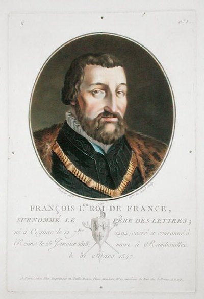 Francois I (1494-1547) Ranskan kuningas tekijältä Antoine Louis Francois Sergent Marceau