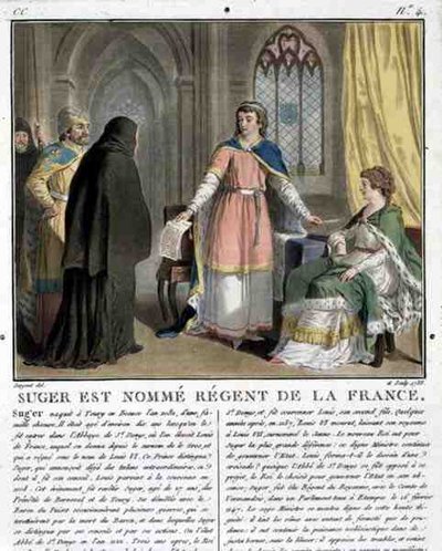 Abbot Suger (1082-1152) on nimetty Ranskan valtionhoitajaksi, 1788 tekijältä Antoine Louis Francois Sergent Marceau