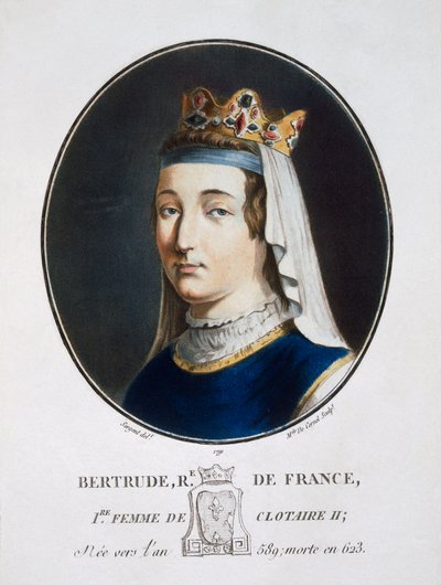 Bertrude, teoksesta "Portraits des grands hommes, femmes illustres, et sujets memorables de France, grave et imprimes en couleurs", julkaissut Pierre Blin, 1786-92, Pariisi (värikaiverrus). tekijältä Antoine Louis Francois Sergent Marceau