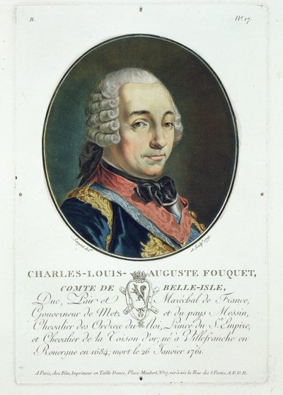 Charles-Louis-Auguste Fouquet (1684-1761) teoksesta "Muotokuvia suurista miehistä, maineikkaista naisista ja ikimuistoisista Ranskan aiheista", julkaistu 1787-92 tekijältä Antoine Louis Francois Sergent Marceau