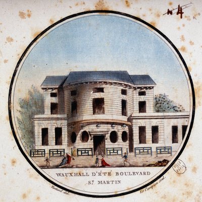 Halle aux vasikat, Boulevard Saint Martin. Kersantin prittoreskissa näkymässä Pariisin päärakennuksiin tekijältä Antoine Louis Francois Sergent Marceau