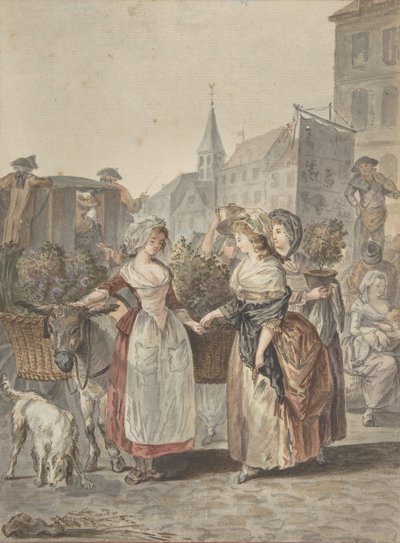 Kukkatyttö Pieni kukkamyyjä, n.d.. tekijältä Antoine Louis Francois Sergent Marceau