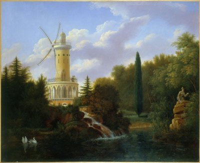 Tuulimylly Folie-Beaujonissa Pariisissa, 1827 tekijältä Antoine Patrice Guyot