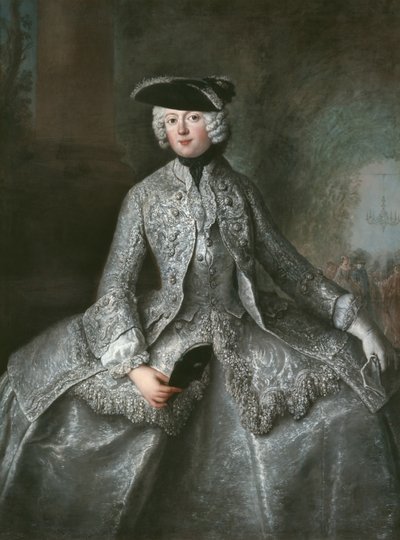 Anna Amalia Preussilainen (1723-1787), Quedlinburgin abbedissa, noin 1744 (öljy kankaalle). tekijältä Antoine Pesne