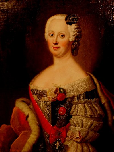 Muotokuva Johanna-Elizabethista, Anhalt-Zerbstin ruotsasta 1712-1760, Katariina II:n äidistä, 1740-luku tekijältä Antoine Pesne